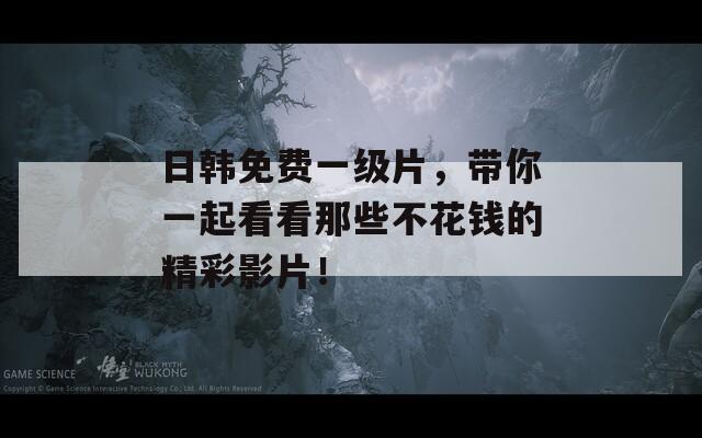 日韩免费一级片，带你一起看看那些不花钱的精彩影片！