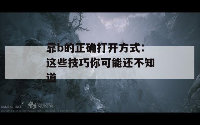 靠b的正确打开方式：这些技巧你可能还不知道