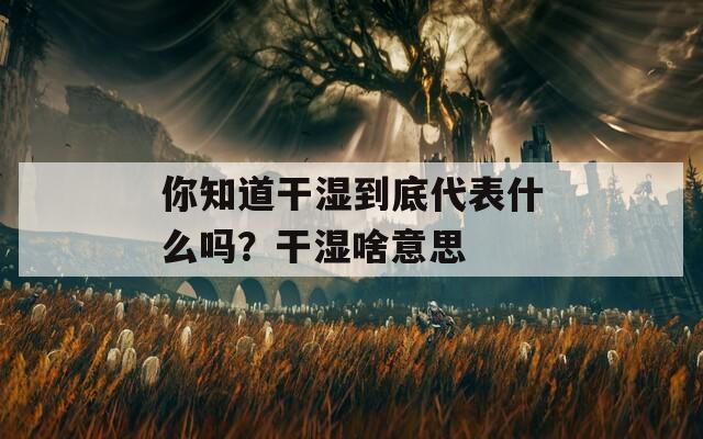 你知道干湿到底代表什么吗？干湿啥意思