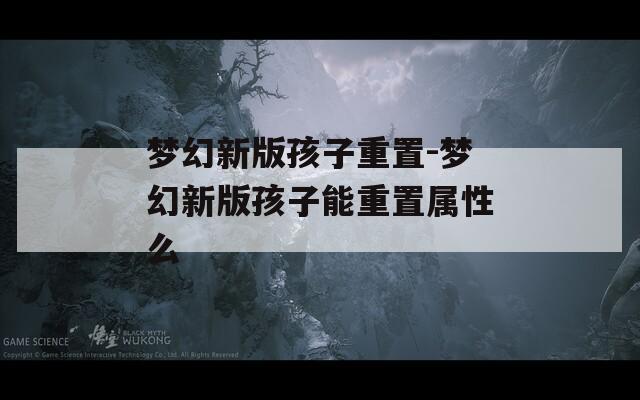 梦幻新版孩子重置-梦幻新版孩子能重置属性么