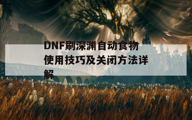 DNF刷深渊自动食物使用技巧及关闭方法详解