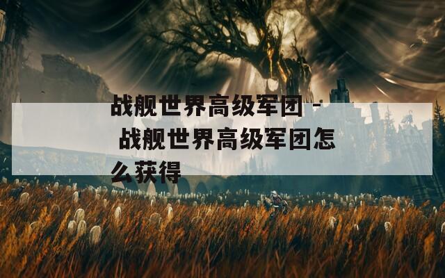 战舰世界高级军团 - 战舰世界高级军团怎么获得